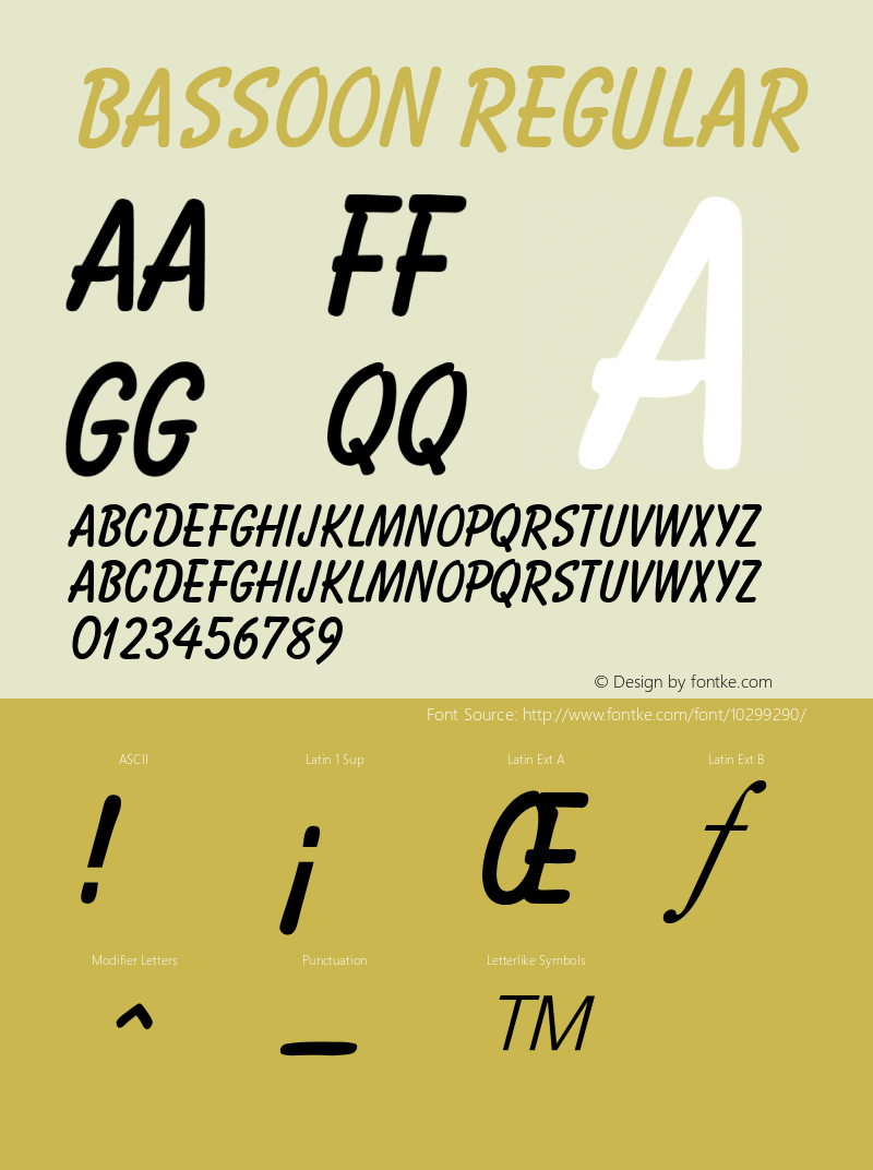 Bassoon Regular v1.0c Font Sample