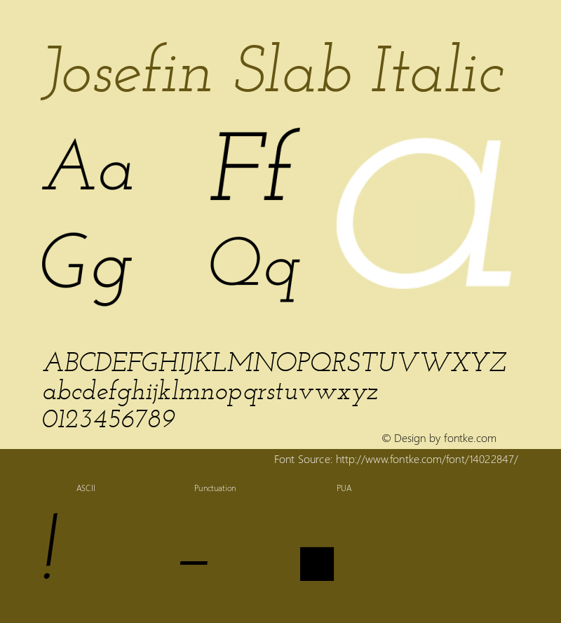 Josefin Slab Italic Version 1.0 Font Sample