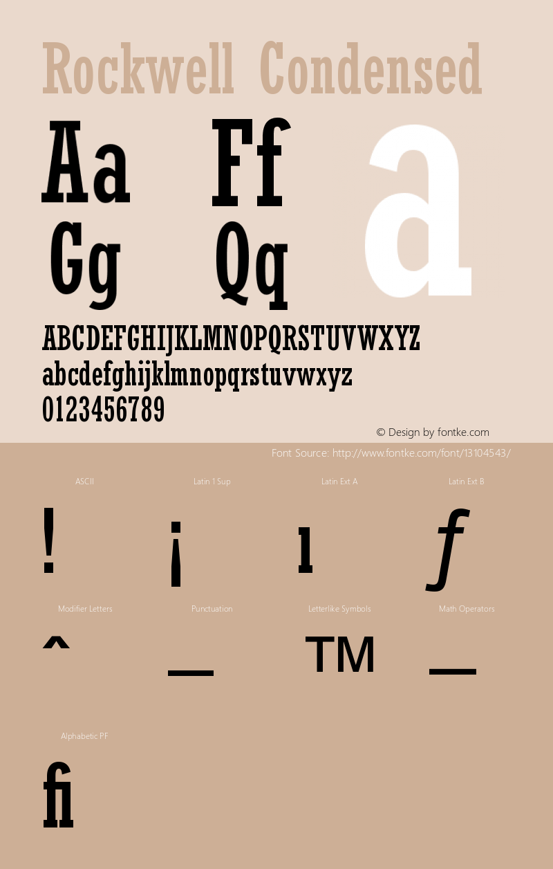 Rockwell Condensed Version 1 Font Sample