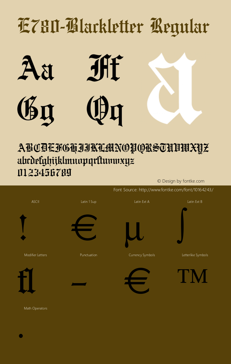 E780-Blackletter Regular Version 1.0 20-10-2002 Font Sample