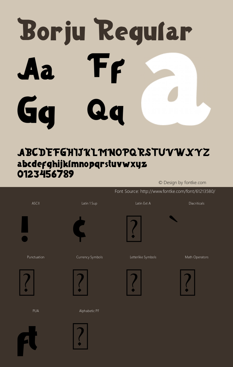 Borju Version 1.00;March 28, 2020;FontCreator 12.0.0.2563 64-bit Font Sample