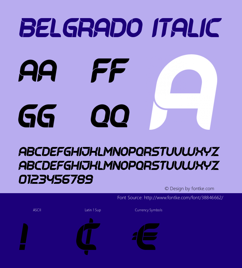 Belgrado Italic Version 1.000 Font Sample