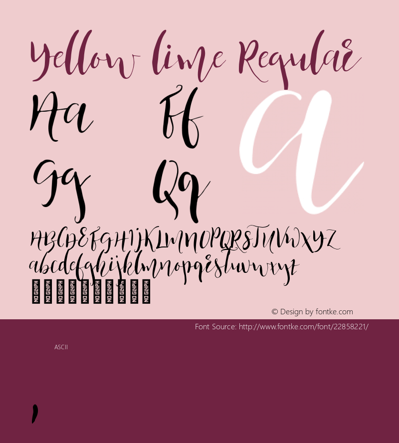 Yellowlime-Regular Version 1.000 Font Sample