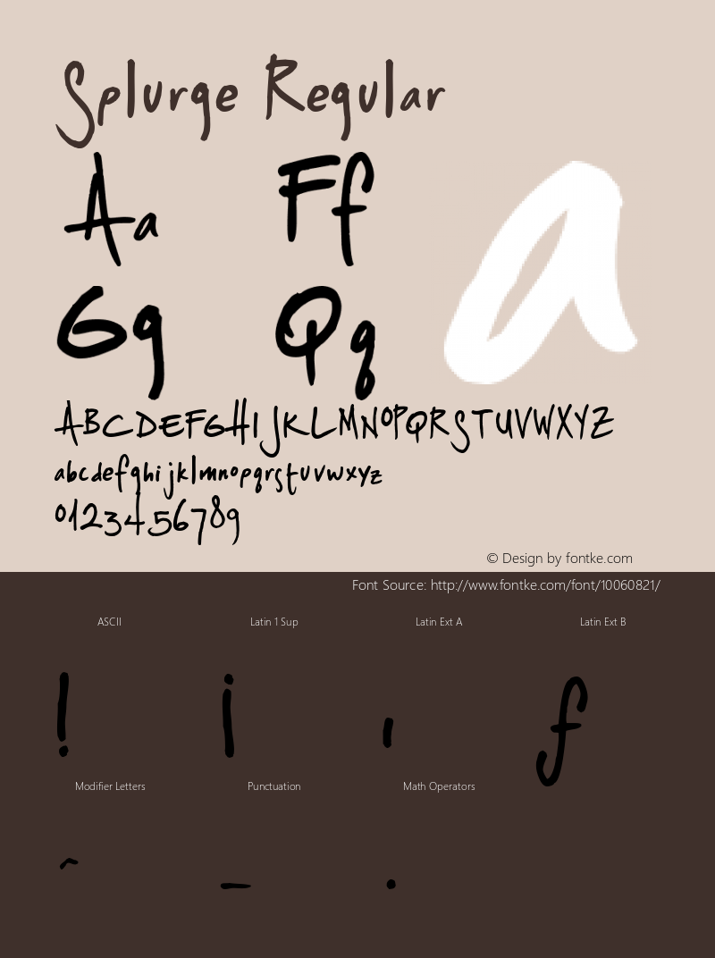 Splurge Regular Macromedia Fontographer 4.1.4 10/17/99 Font Sample
