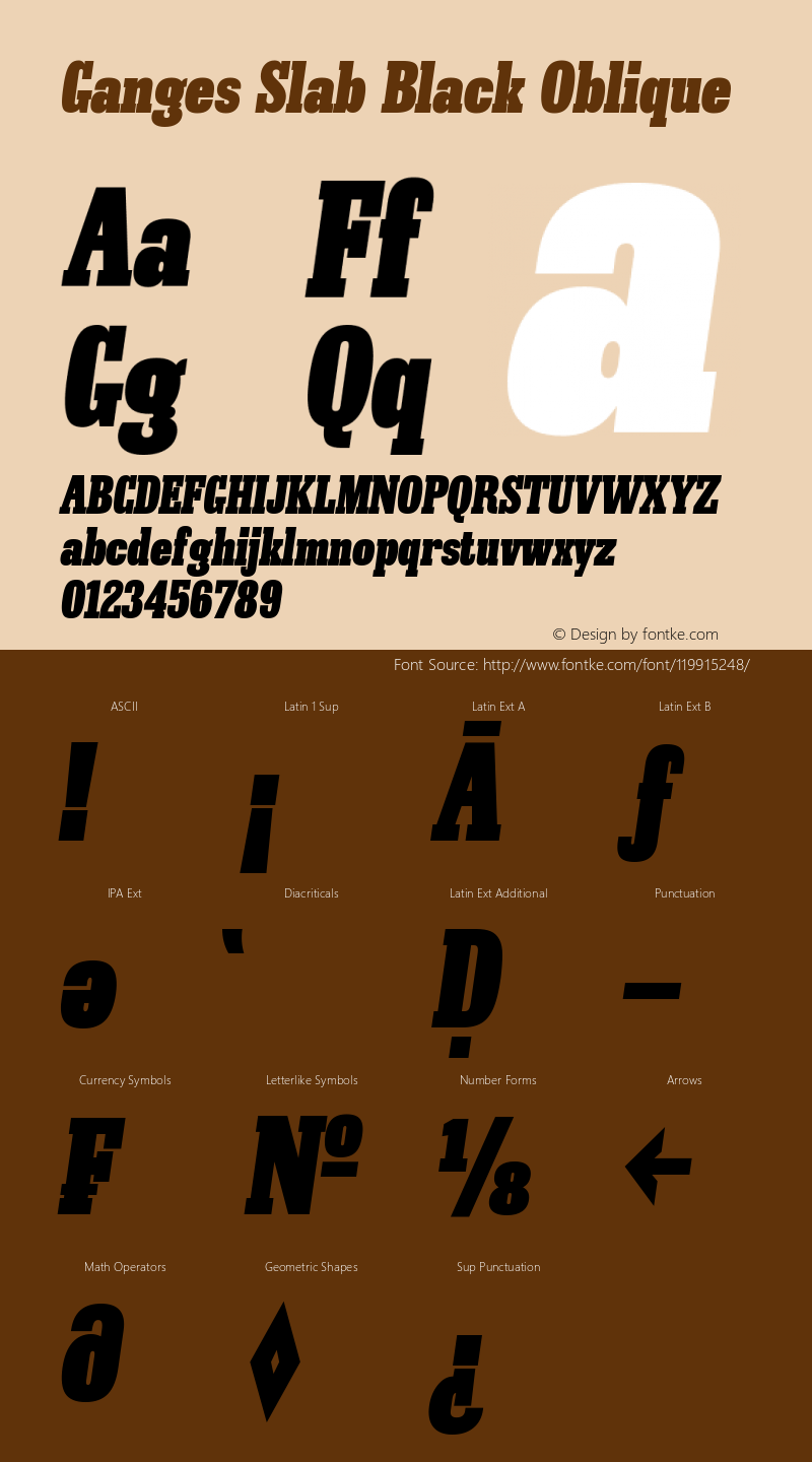 Ganges Slab Black Oblique 1.000 Font Sample