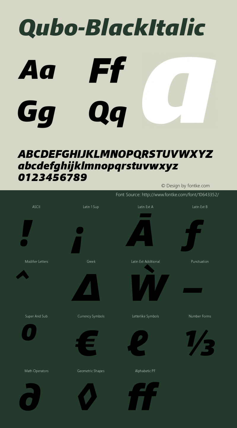 Qubo-BlackItalic ☞ Version 1.000;com.myfonts.easy.hoftype.qubo.black-italic.wfkit2.version.41bq Font Sample