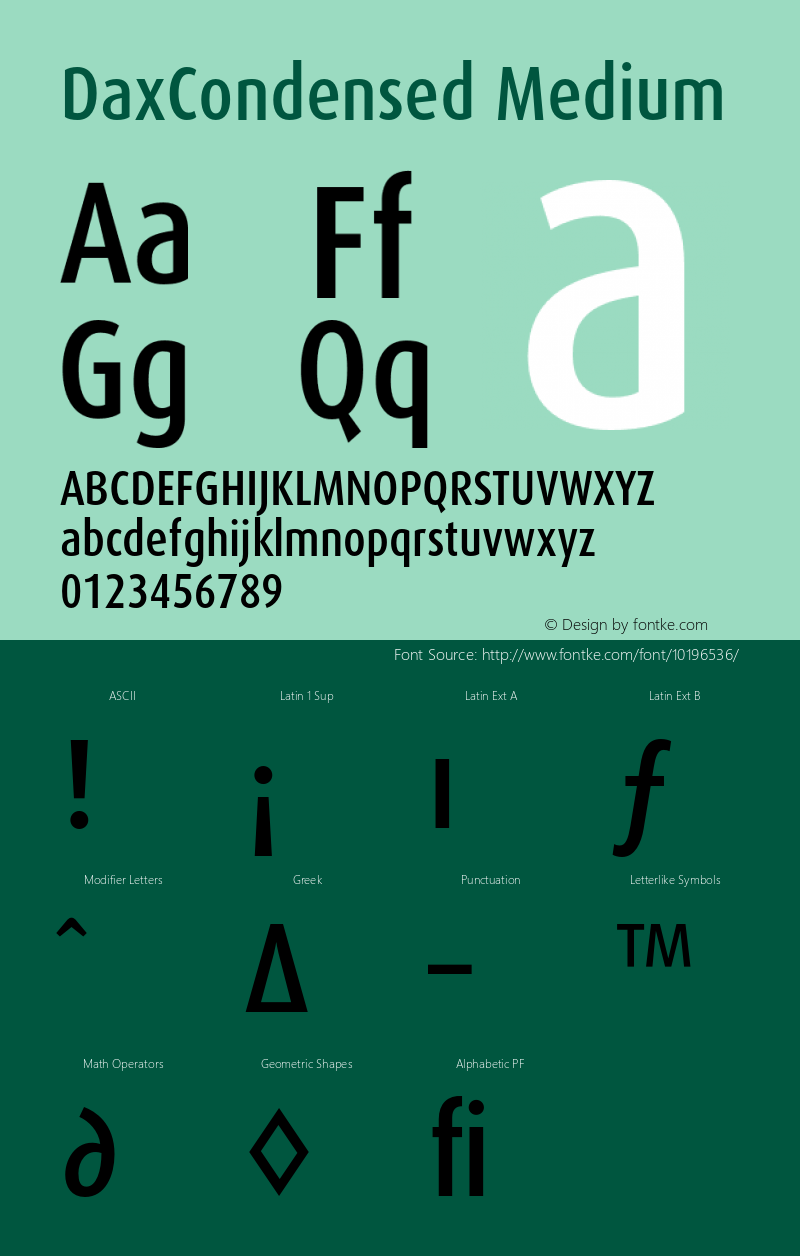 DaxCondensed Medium 001.000 Font Sample