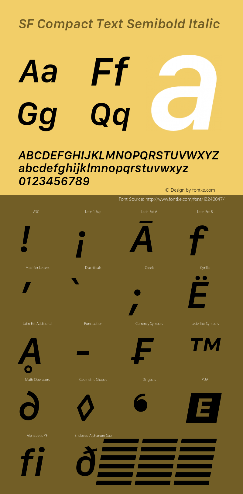 SF Compact Text Semibold Italic 11.0d10e2 Font Sample