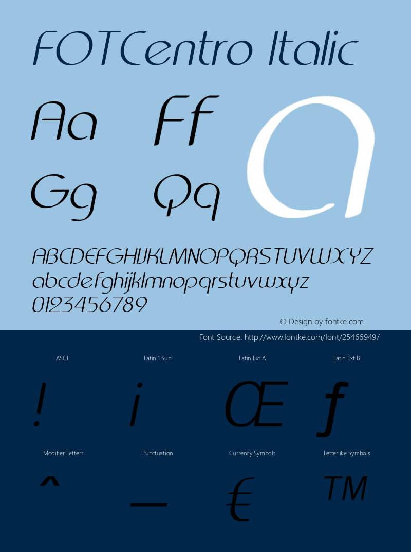 FOTCentro-Italic Version 1.000 Font Sample