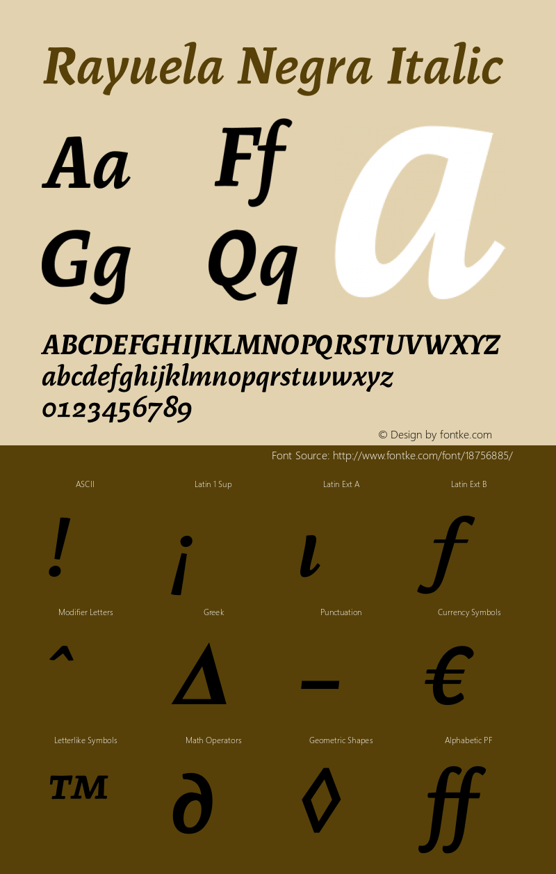 Rayuela Negra Italic Version 2.000 Font Sample