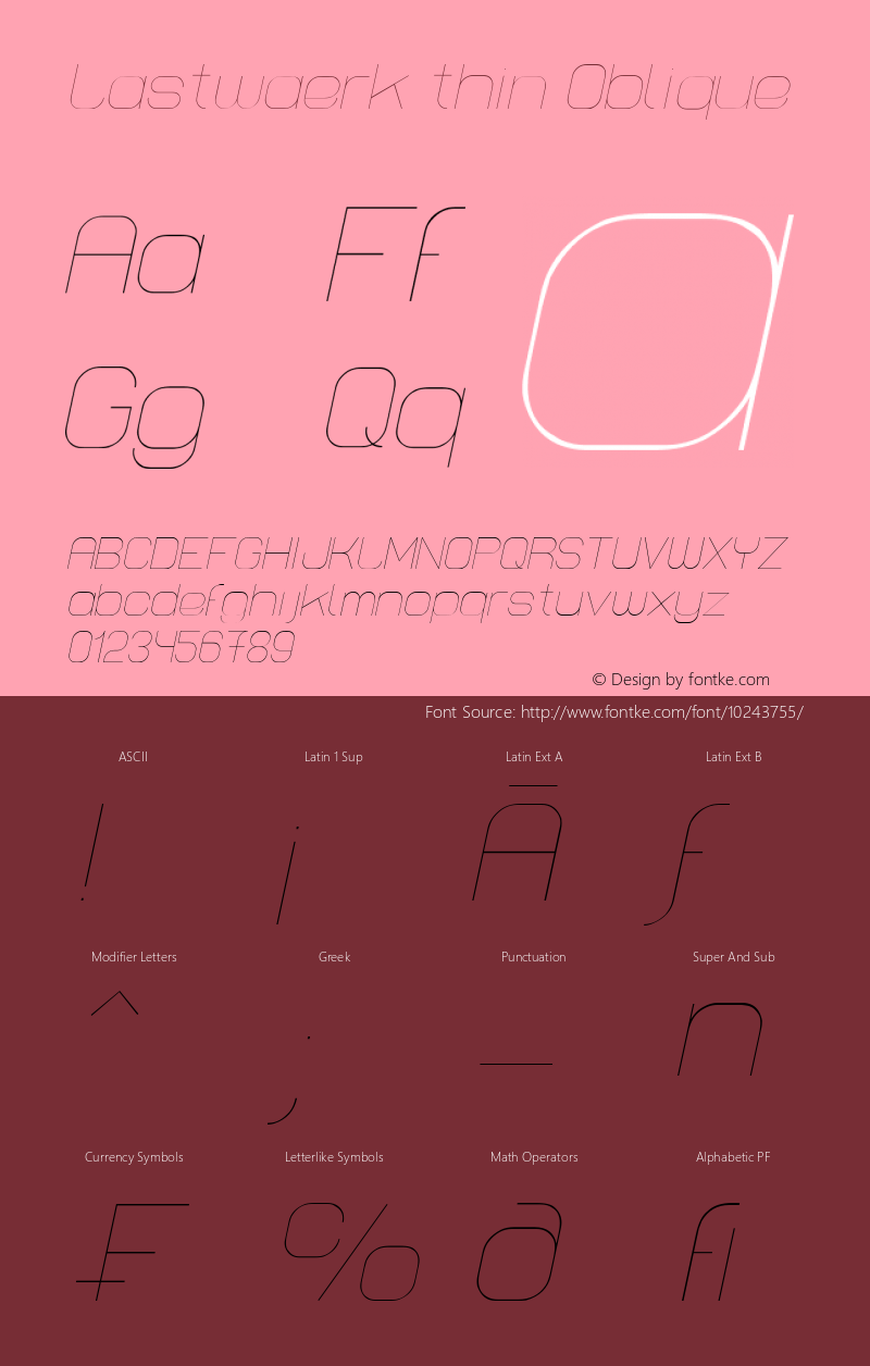 Lastwaerk thin Oblique Version 1.000 2009 initial release Font Sample