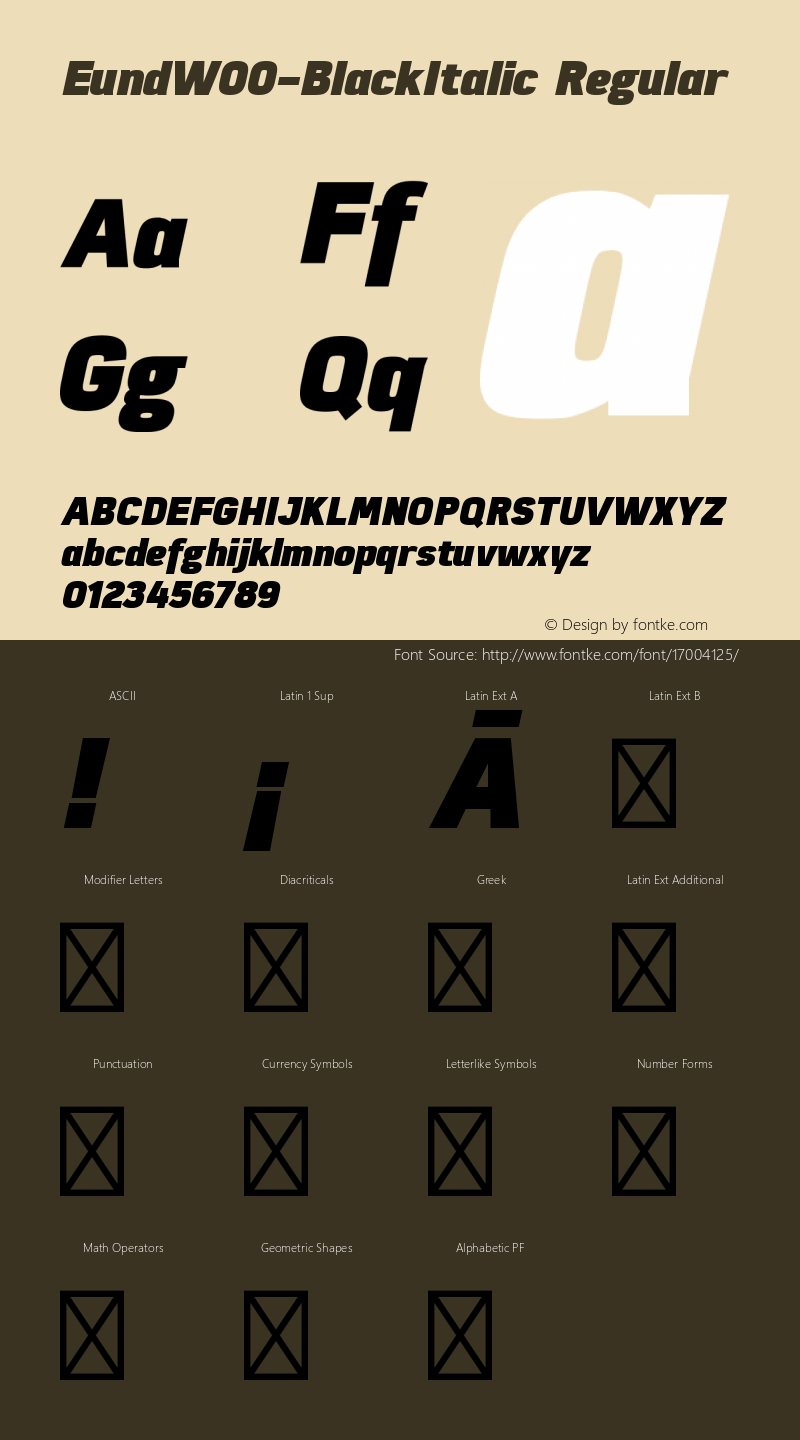 EundW00-BlackItalic Regular Version 1.10 Font Sample