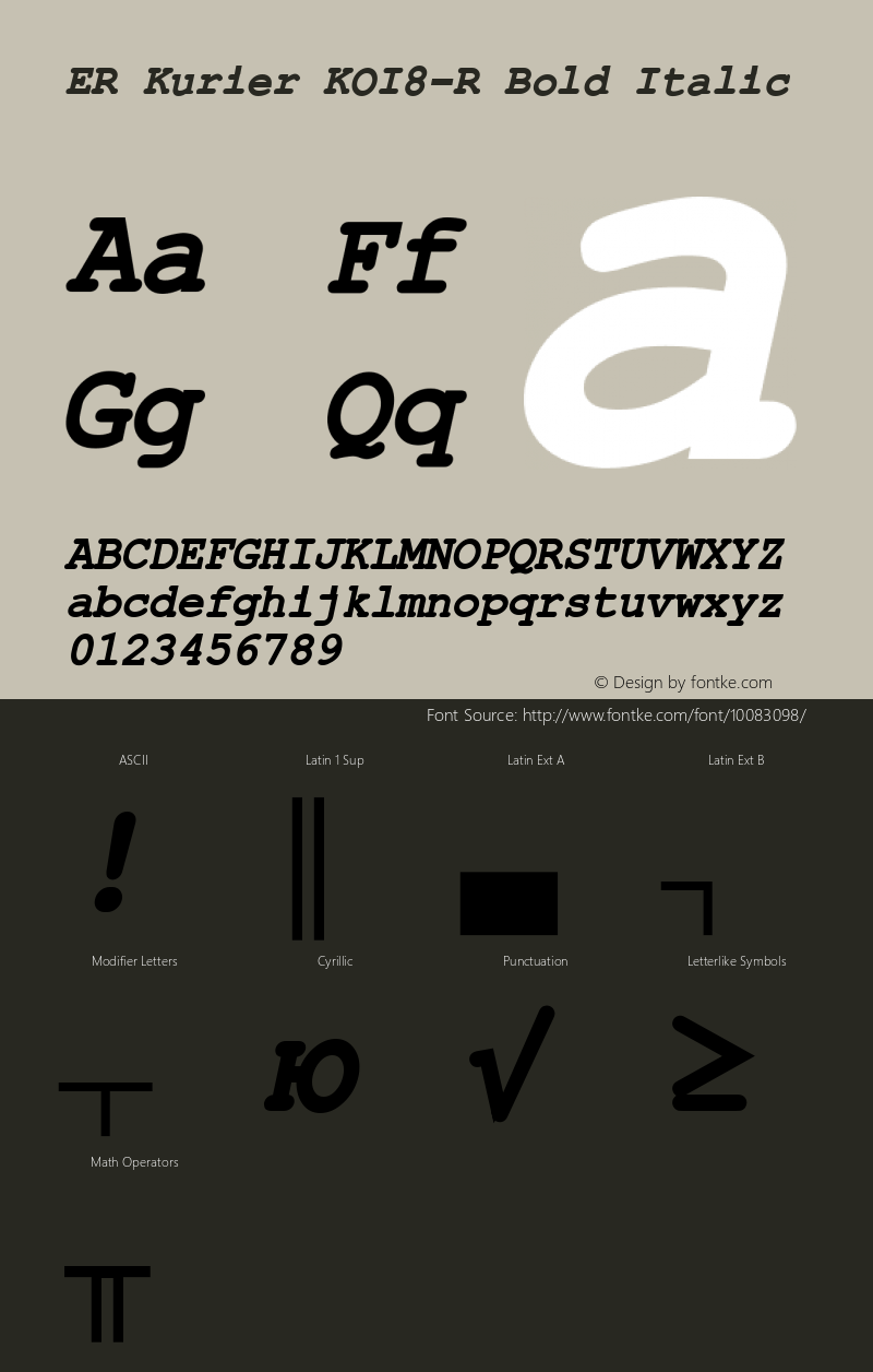 ER Kurier KOI8-R Bold Italic 5.0 from Ache Font Sample