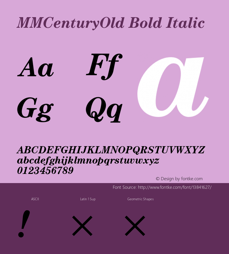 MMCenturyOld Bold Italic Version 3.100;PS 001.000;hotconv 1.0.38;makeotf.lib1.6.5960 Font Sample