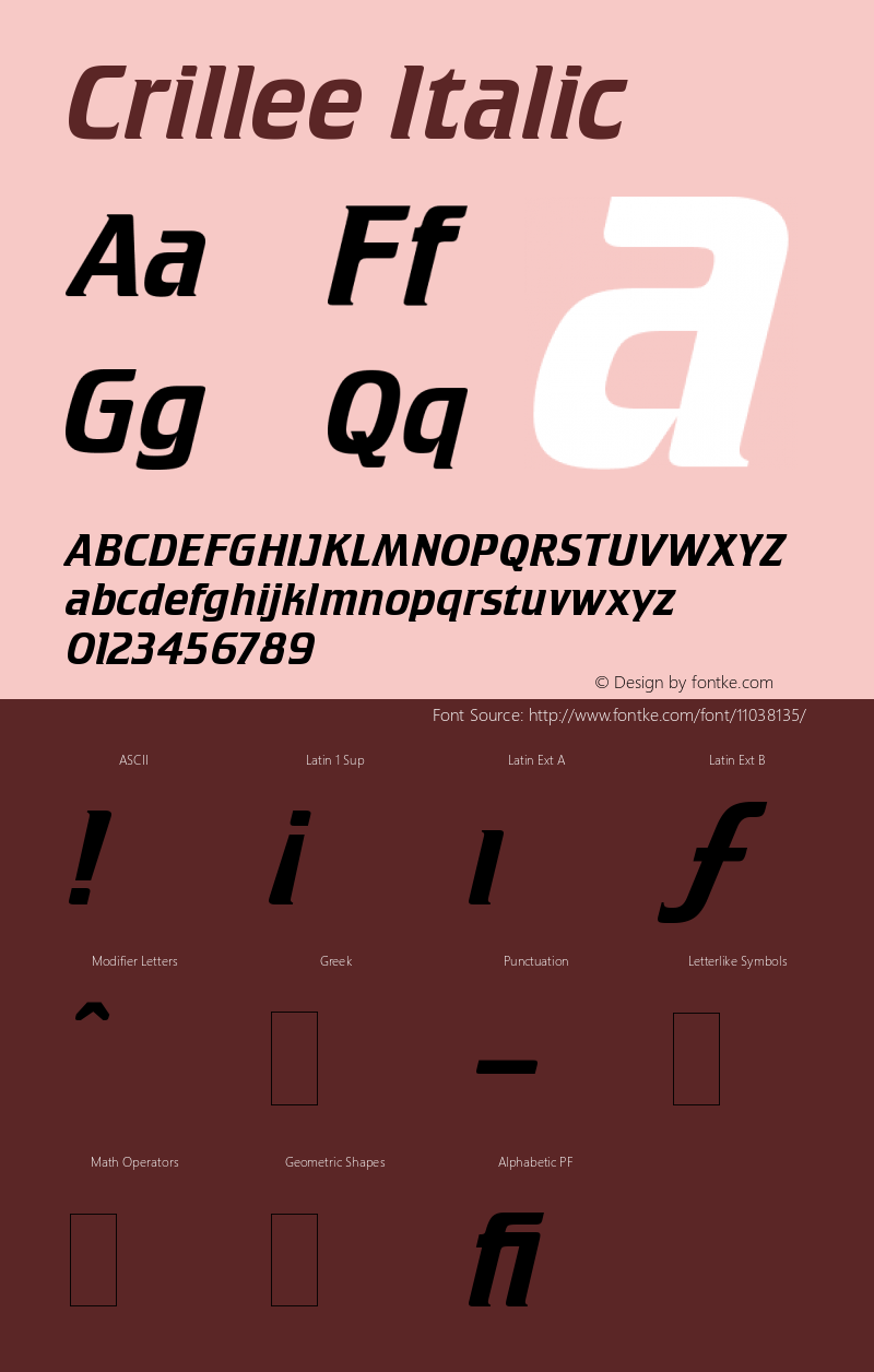 Crillee Italic Version 1.0 Font Sample