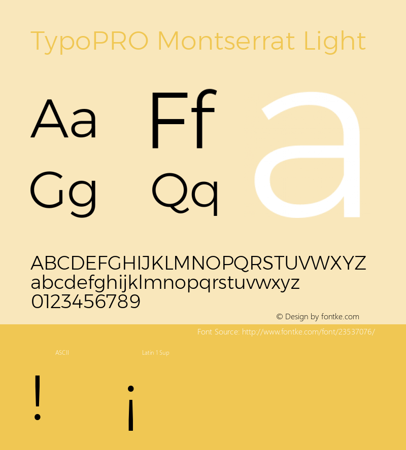 TypoPRO Montserrat Light Version 6.001 Font Sample