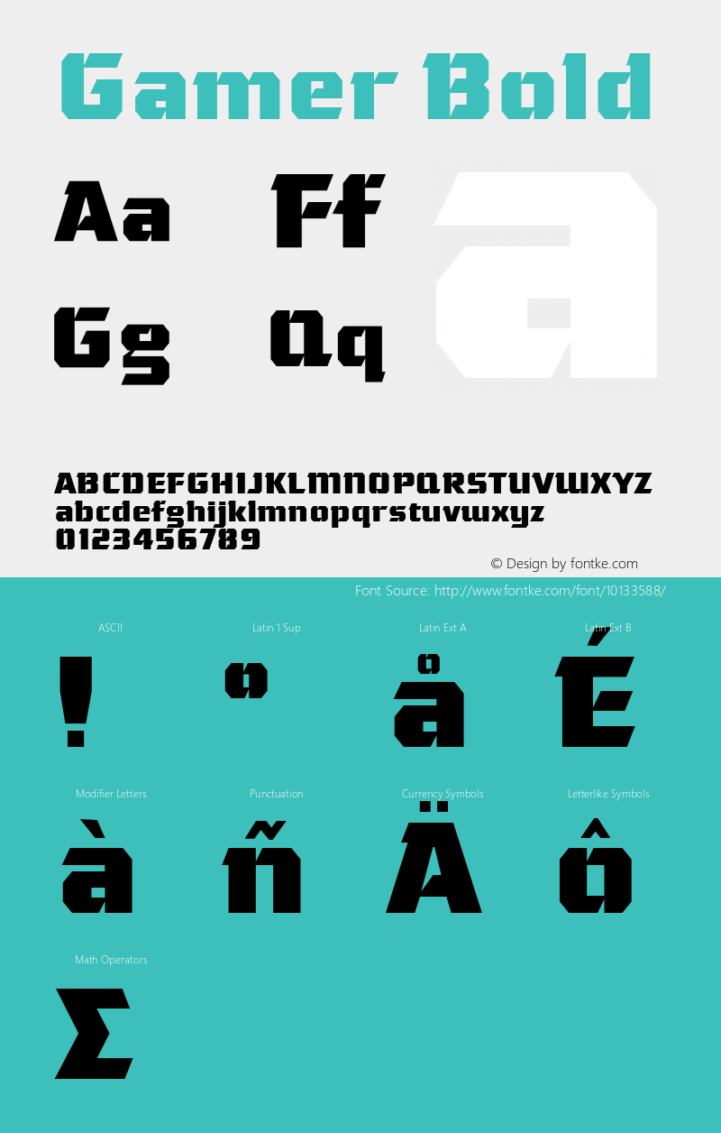 Gamer Bold 1.000 2004 Font Sample