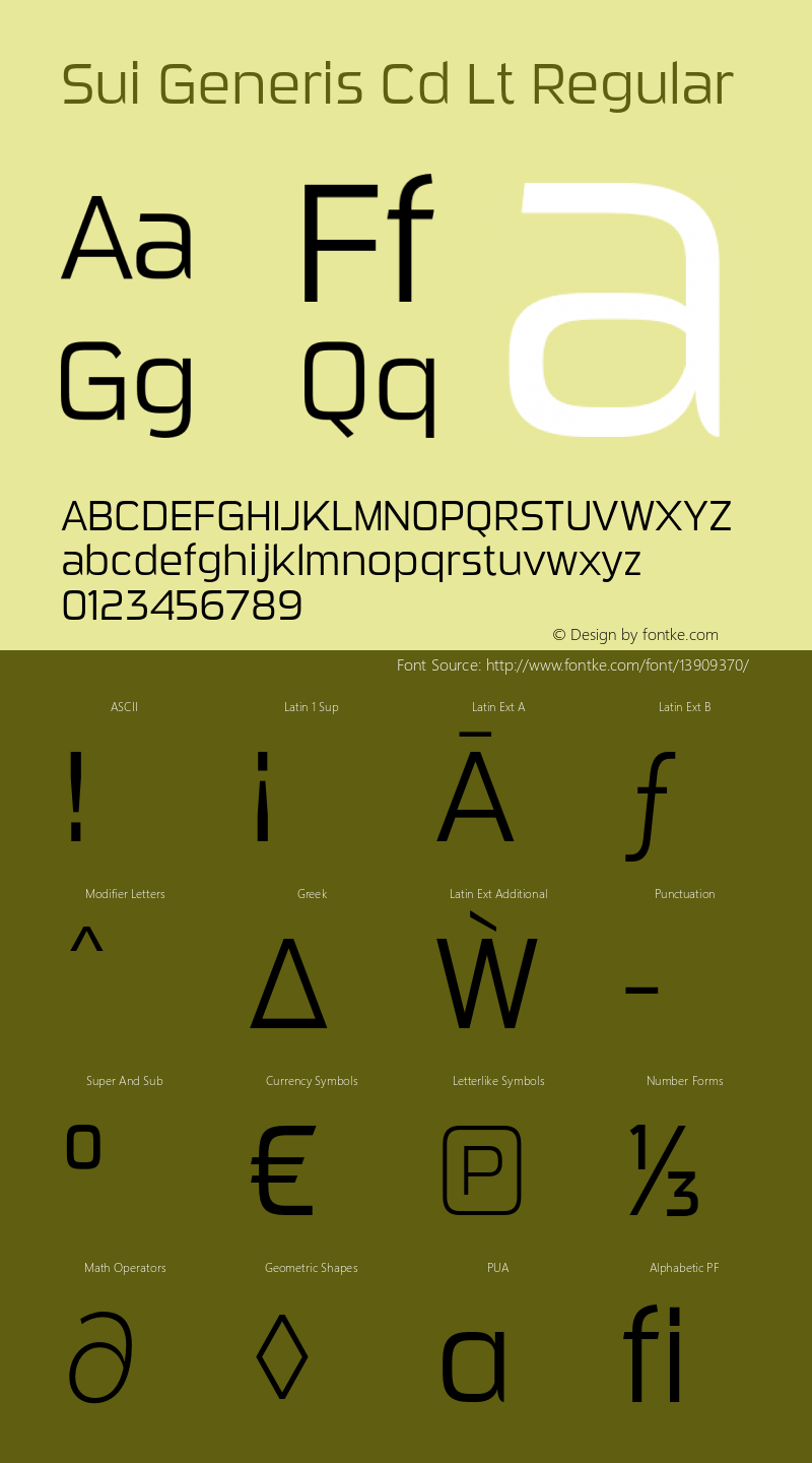 Sui Generis Cd Lt Regular Version 3.001 Font Sample