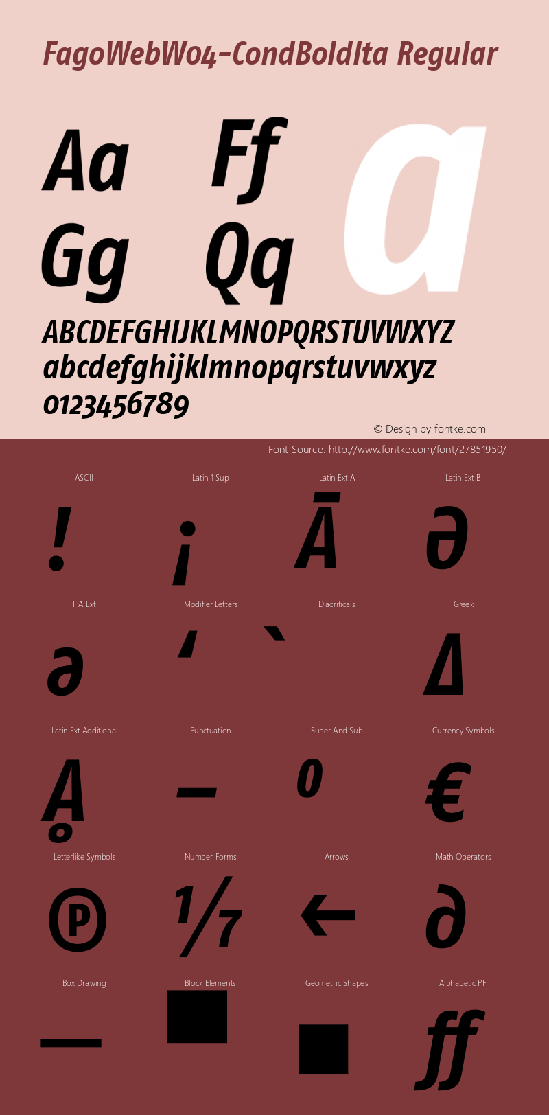 FagoWeb W04 CondBoldIta Version 7.504 Font Sample