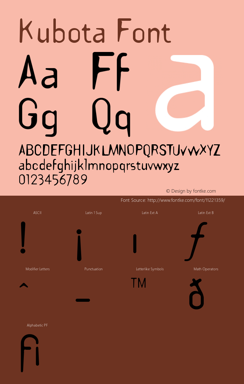 Kubota Font Version 001.000 Font Sample