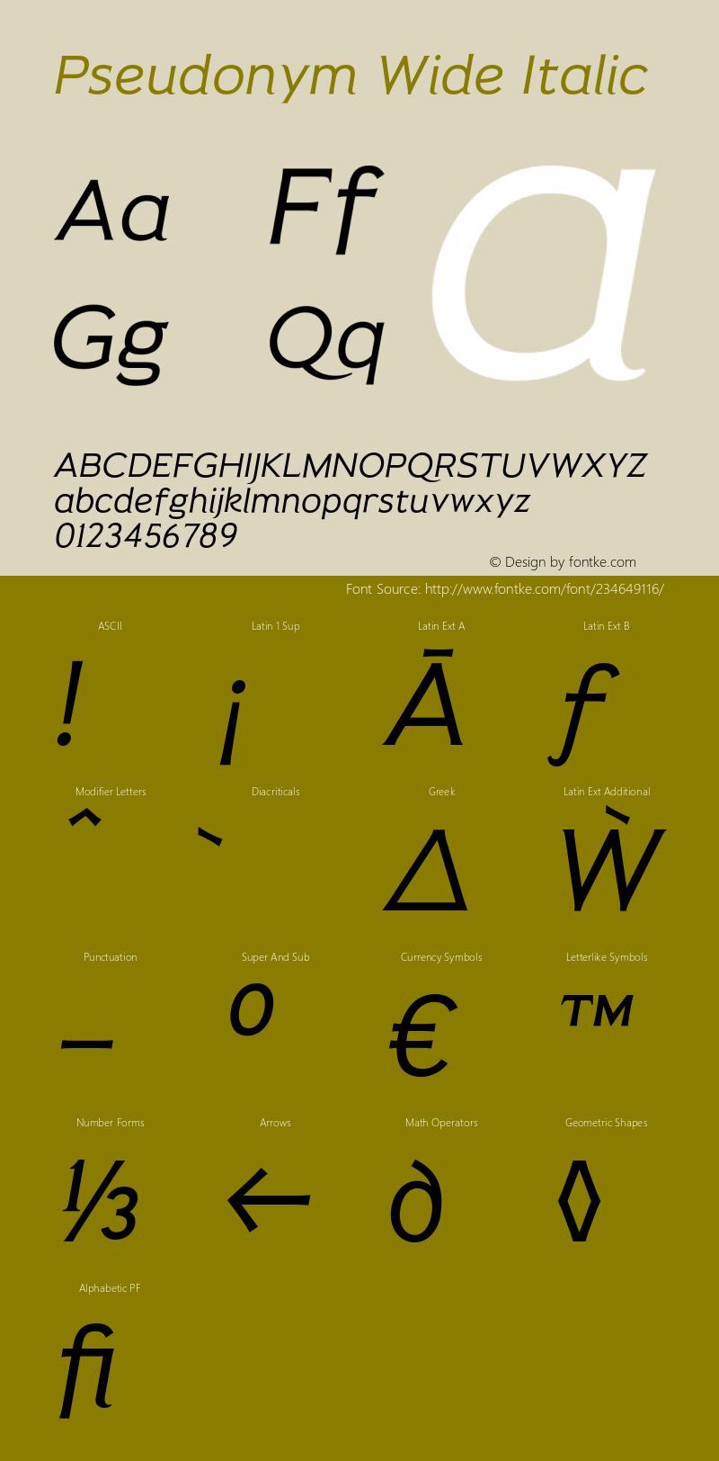 Pseudonym-WideItalic Version 1.000;PS 001.000;hotconv 1.0.88;makeotf.lib2.5.64775图片样张