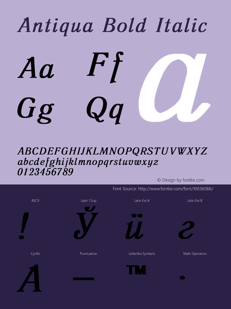 Antiqua Bold Italic Converted from t:\ANTIQUA1.BF1 by ALLTYPE Font Sample