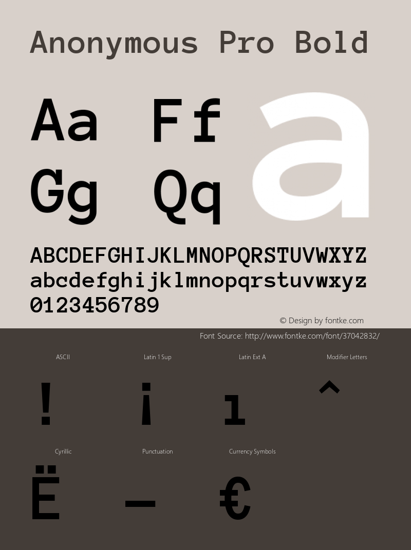 Anonymous Pro Bold Version 1.002 Font Sample