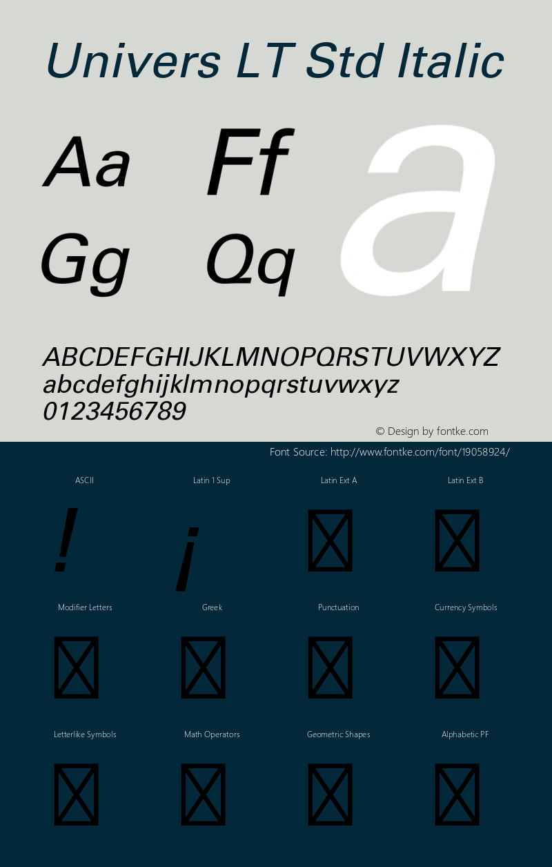 Univers LT Std Italic OTF 1.029;PS 001.004;Core 1.0.33;makeotf.lib1.4.1585 Font Sample