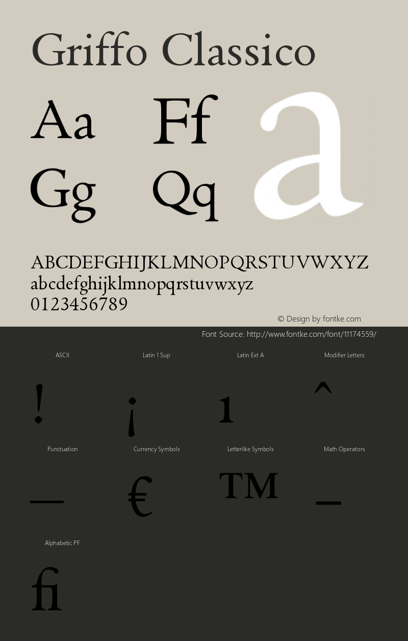 Griffo Classico Version 005.000 Font Sample