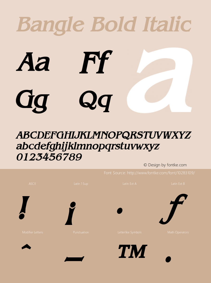 Bangle Bold Italic 1.0/1995: 2.0/2001 Font Sample