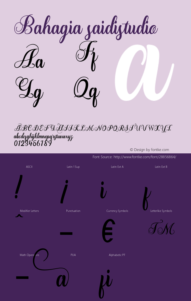 Bahagia saidistudio Version 1.000 Font Sample