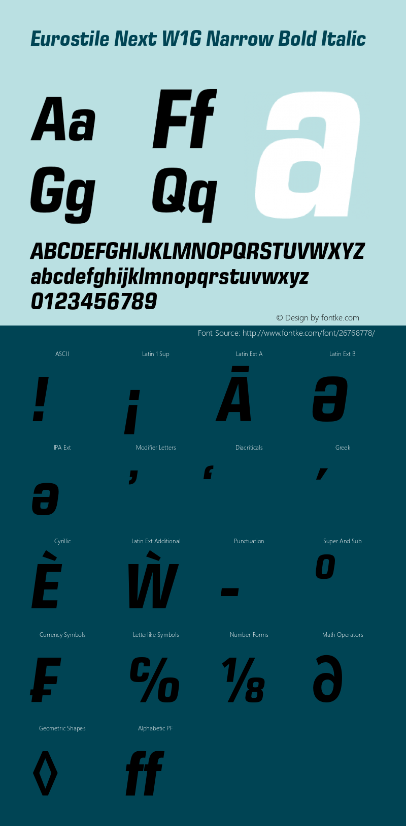 Eurostile Next W1G Nr Bold It Version 1.00 Font Sample