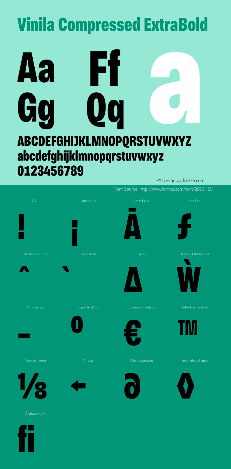 VinilaCompressed-ExtraBold Version 1.000 | wf-rip DC20190215 Font Sample