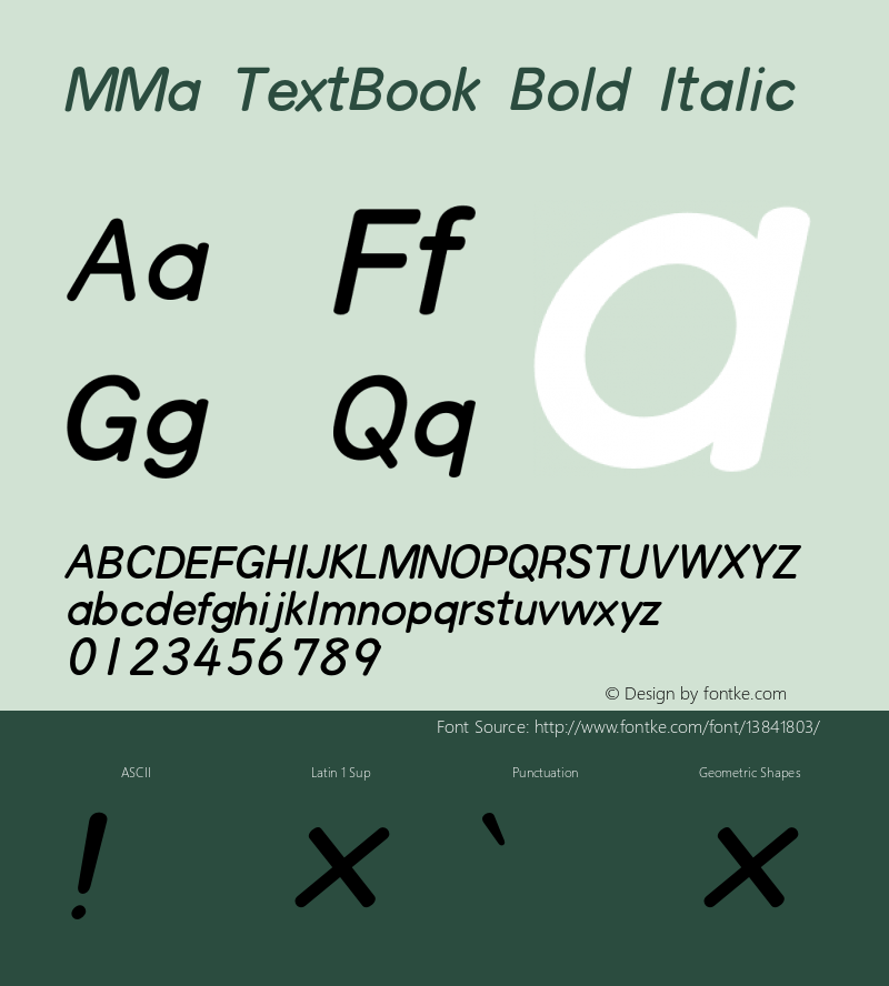 MMa TextBook Bold Italic Version 3.100;PS 001.000;hotconv 1.0.38;makeotf.lib1.6.5960 Font Sample