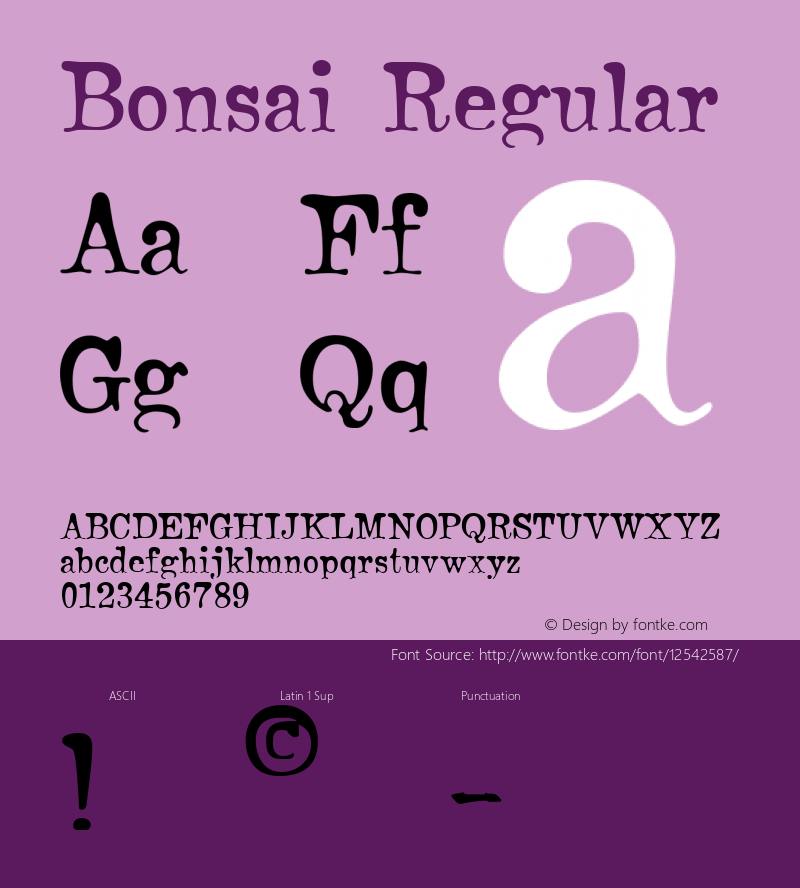 Bonsai Regular Version 0.9999 by AnonyFonts Font Sample