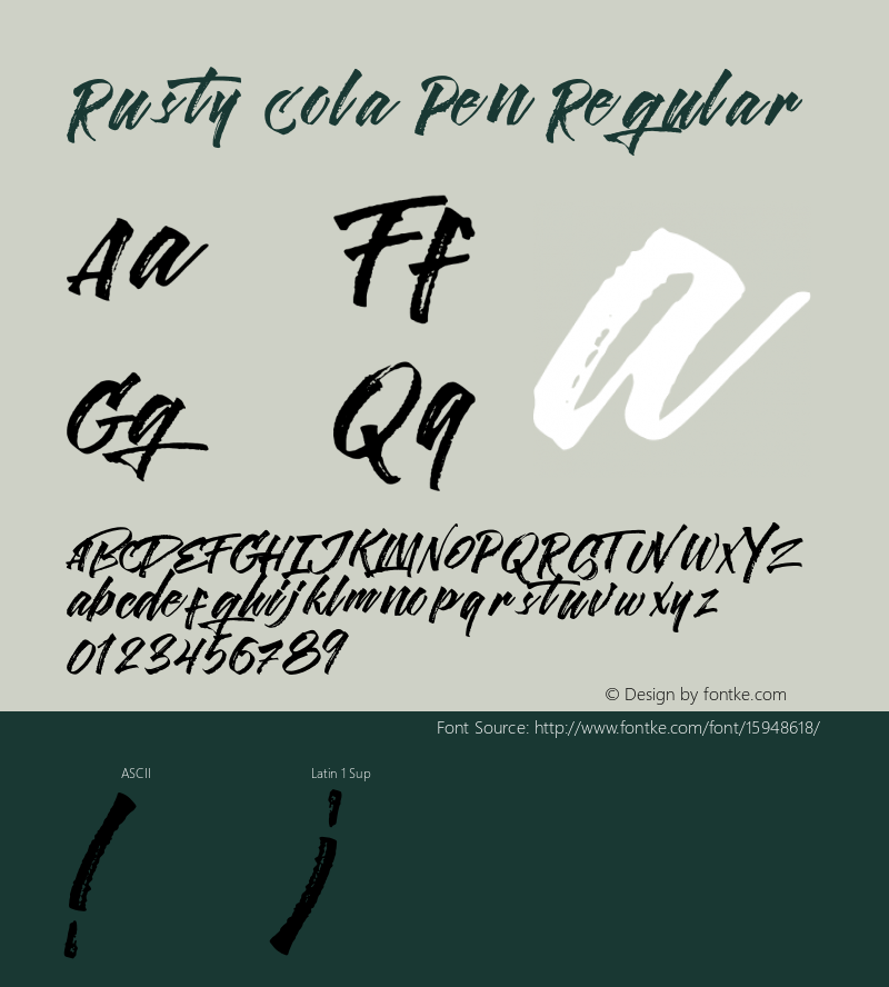 Rusty Cola Pen Regular Version 1.000;PS 001.000;hotconv 1.0.70;makeotf.lib2.5.58329 Font Sample