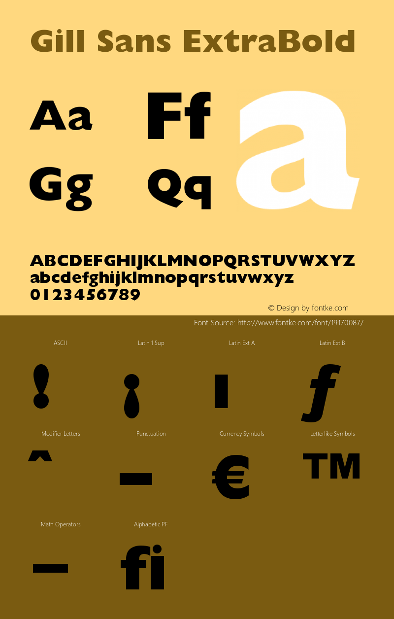 Gill Sans Extra Bold Version 001.002 Font Sample