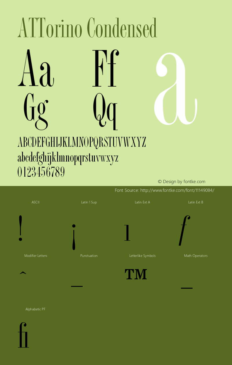 ATTorino Condensed Version 1.0 Font Sample