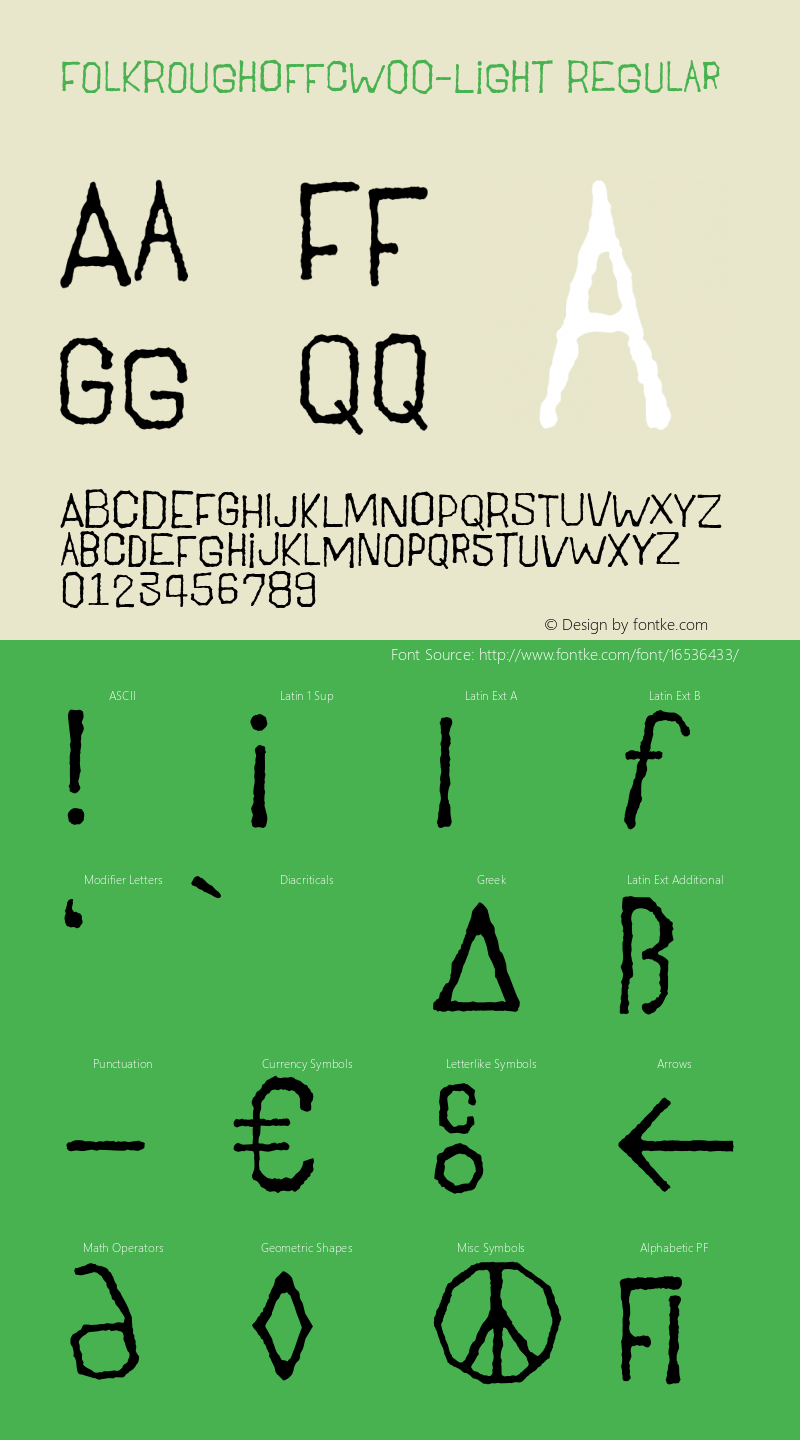 FolkRoughOffcW00-Light Regular Version 7.504 Font Sample