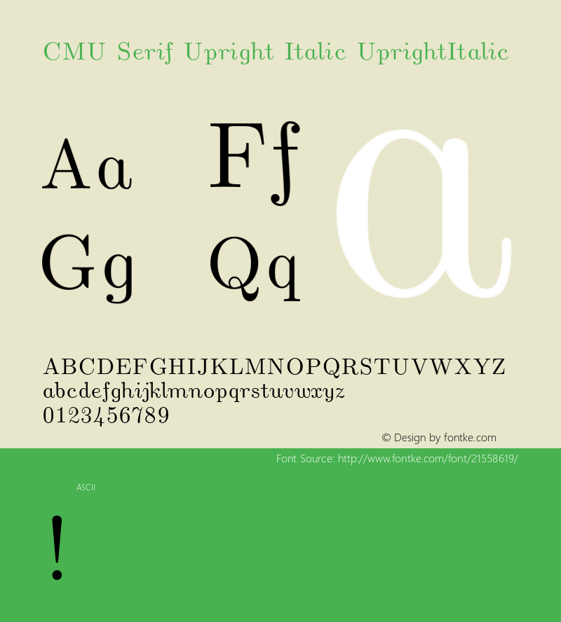 CMUSerifUprightItalic Version 1.0 Font Sample