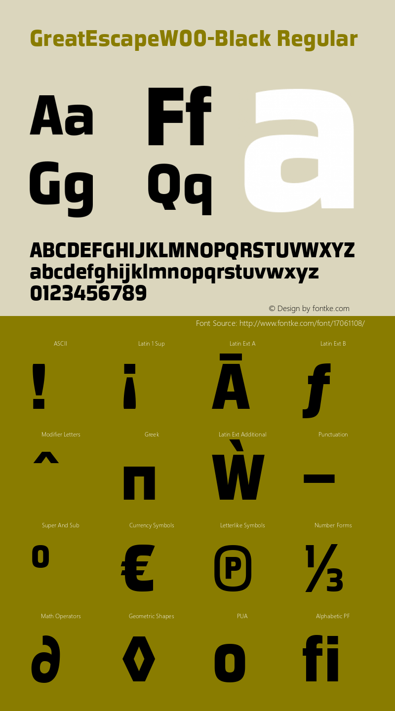 GreatEscapeW00-Black Regular Version 1.00 Font Sample