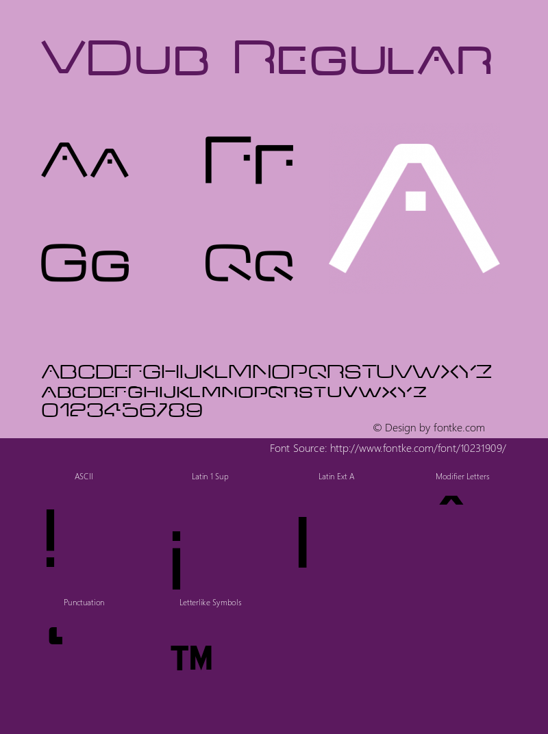 VDub Regular Version 2.100 2004 Font Sample