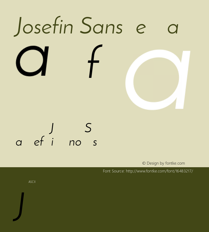 Josefin Sans Regular Unknown Font Sample