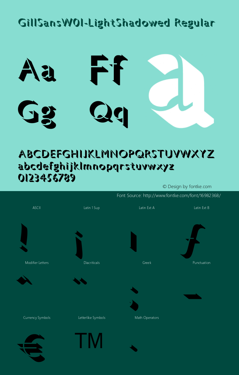 GillSansW01-LightShadowed Regular Version 1.02 Font Sample