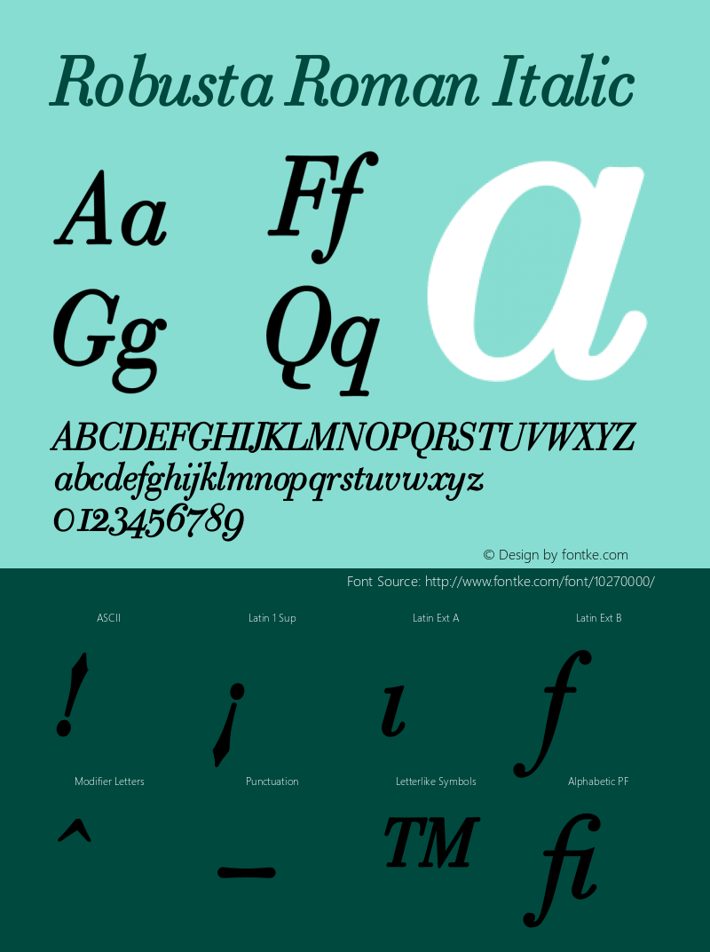 Robusta Roman Italic PDF Extract Font Sample