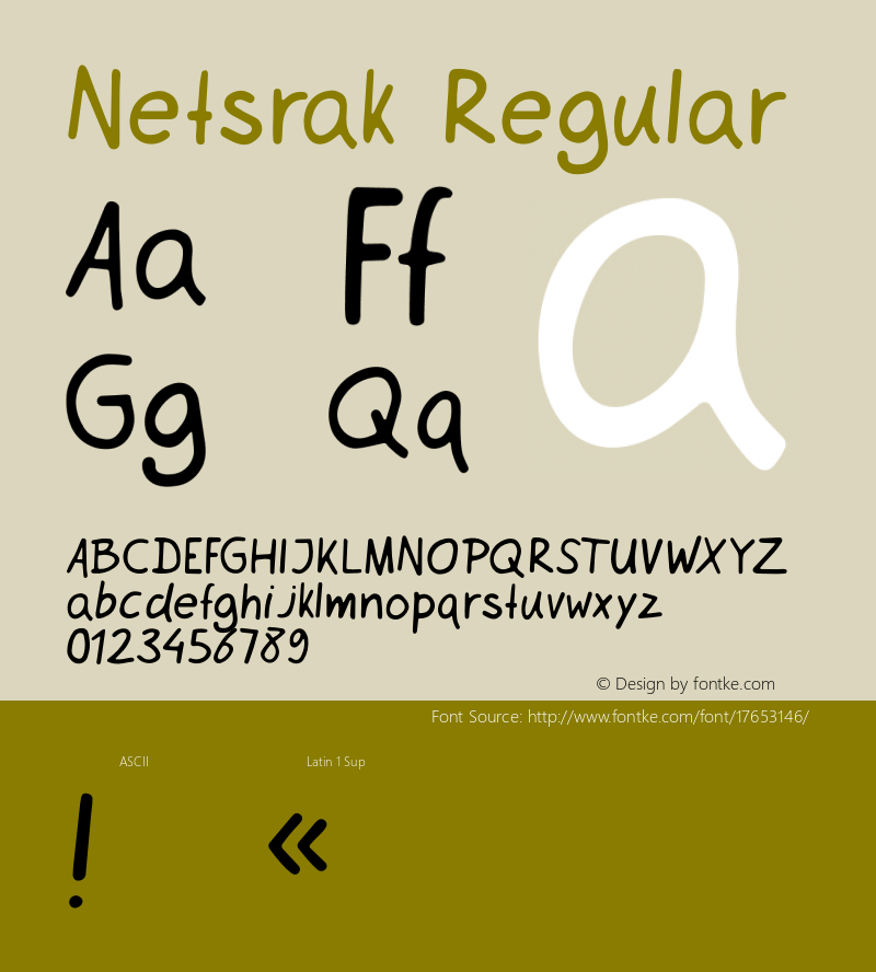 Netsrak Regular Version 001.000 Font Sample