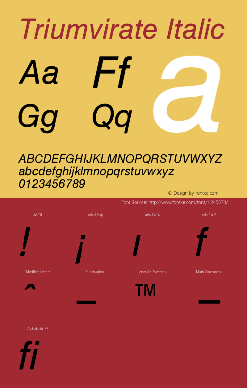 Triumvirate Italic Version 1.0 Font Sample