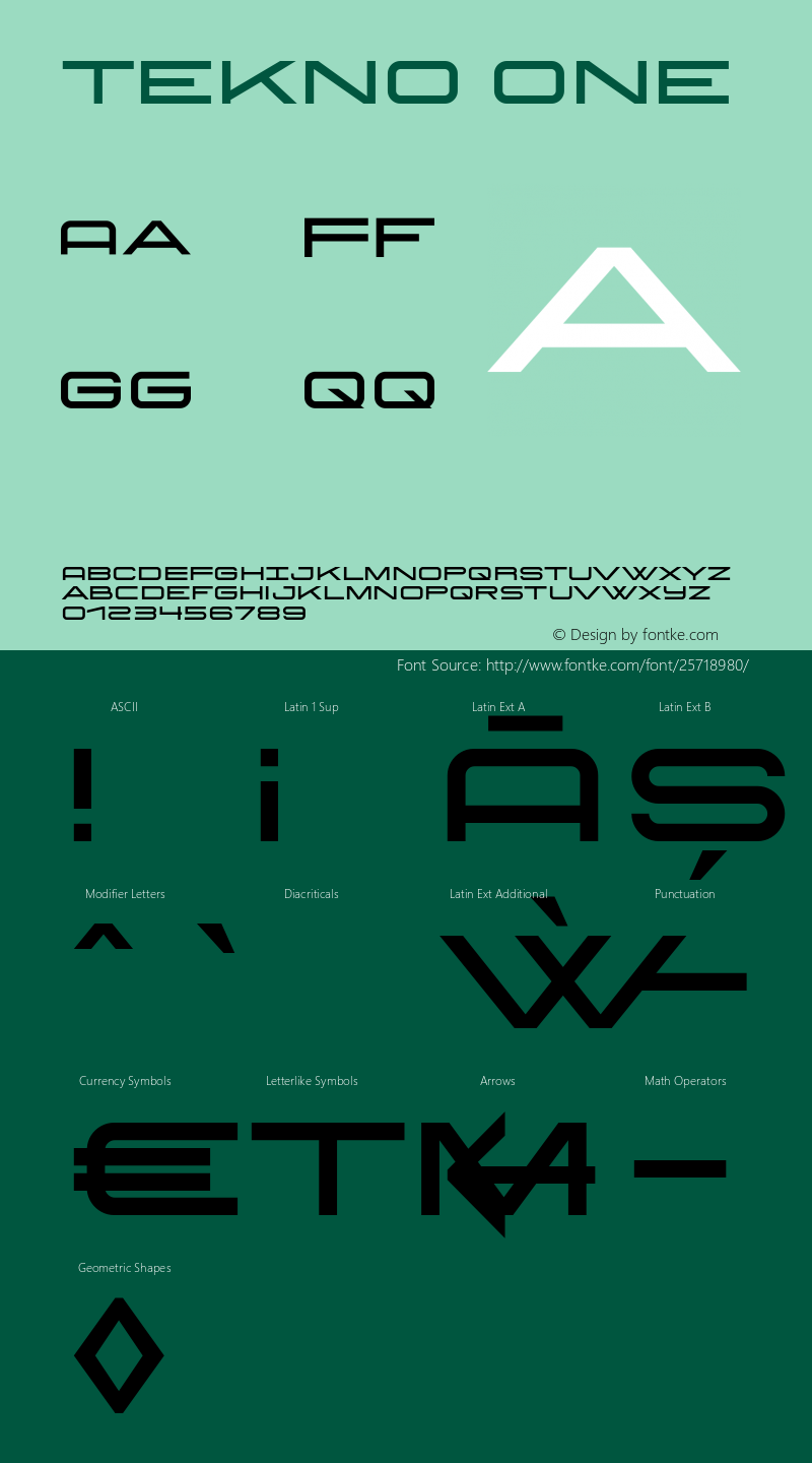 Tekno One Version 1.0 | wf-rip by RD Font Sample