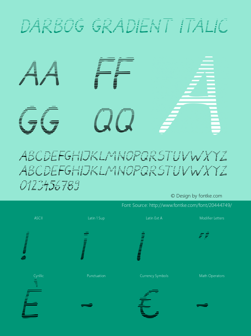 Darbog gradient Italic Version 001.000 Font Sample