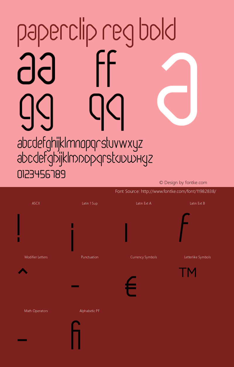 Paperclip Reg Bold Version 1.003 Font Sample